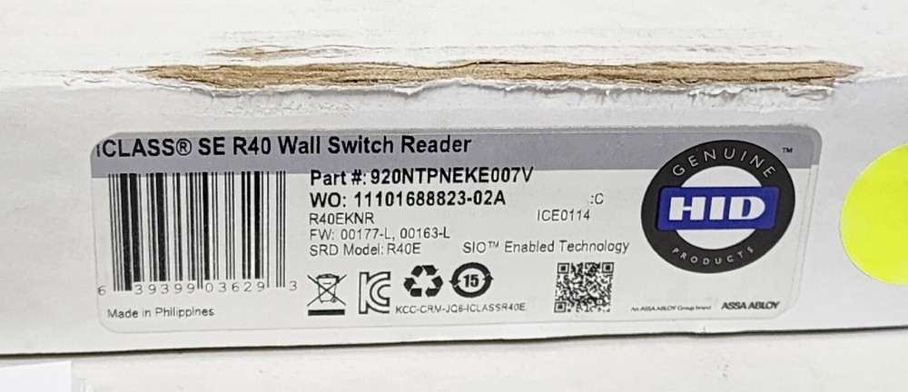NEW HID 920NTPNEKE007V iCLASS SE R40 Wall Switch Reader