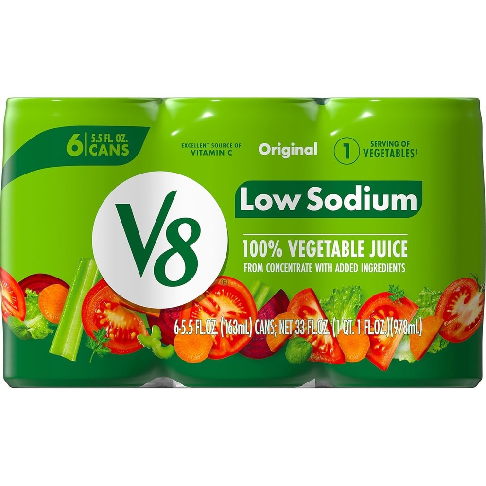 Low Sodium 100% Vegetable Juice, 5.5 fl oz Can 6 Pack