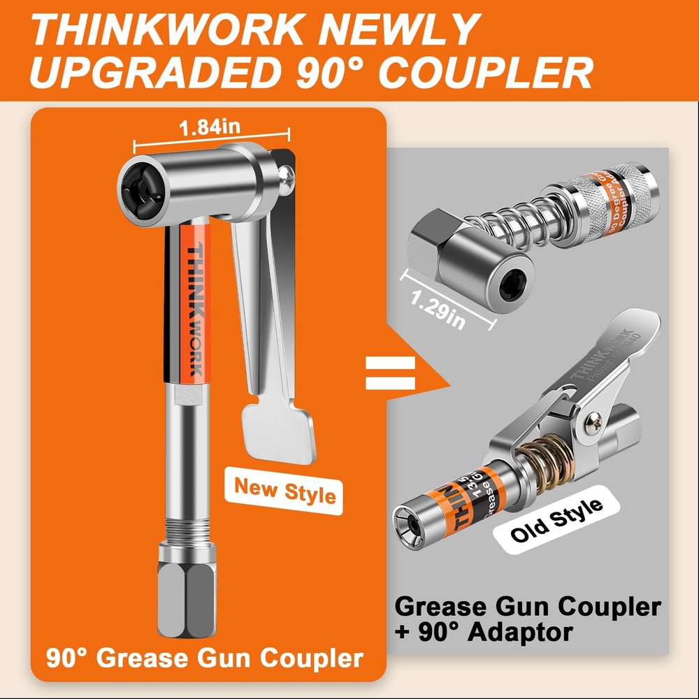 THINKWORK Grease Gun Coupler, 90° Degree Tips