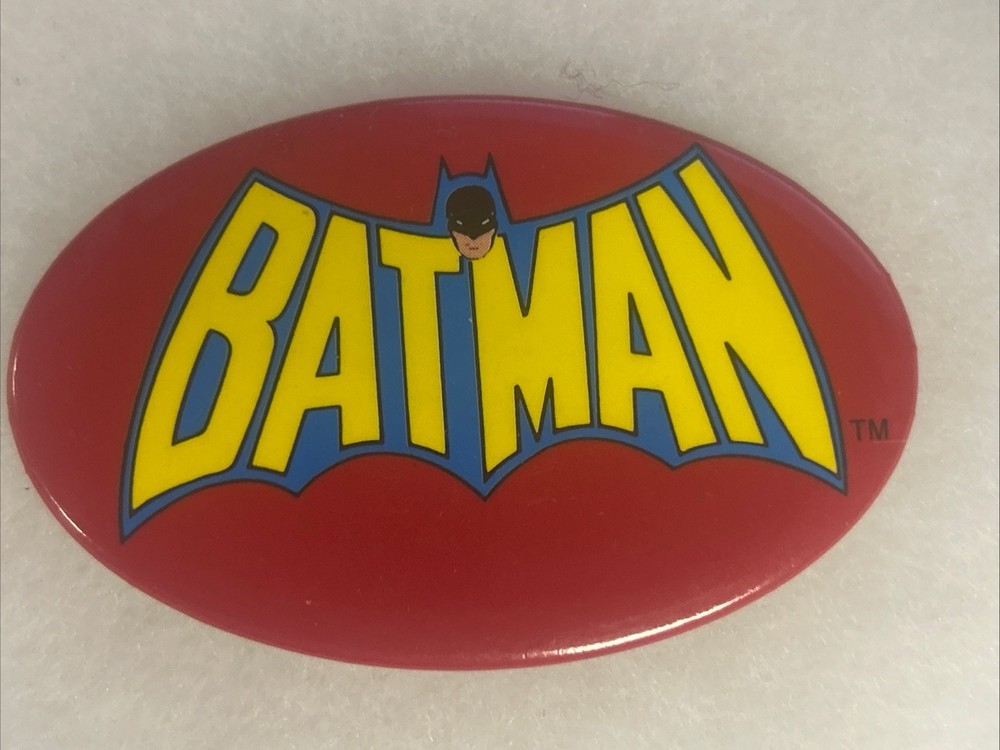 Batman red oval  2 3/4” x 1 3/4” pinback button pin