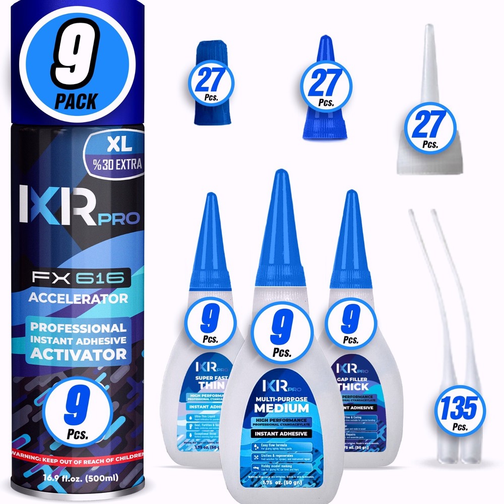 CA Glue with Activator Kit 27x1.75 oz. CA Glue (Thin Medium Thick) 16.9 oz.