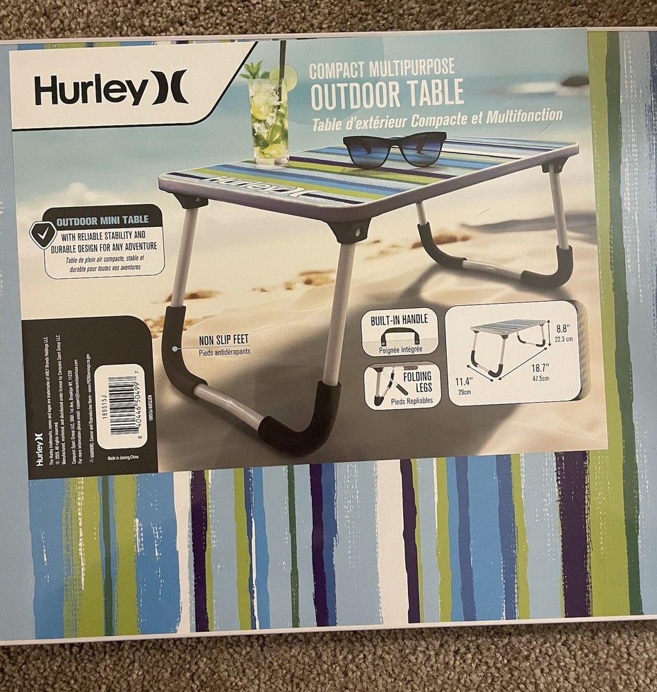 Hurley Compact Multipurpose Outdoor Table W/Built In Handle - New!