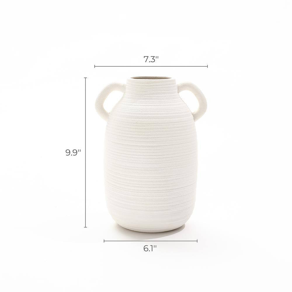 9.9 In. H White Ceramic Jug round Vase