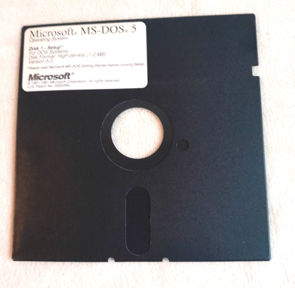 Vintage Microsoft MS-DOS 5 5.25" Floppy Disk, Set up Disk 1 only