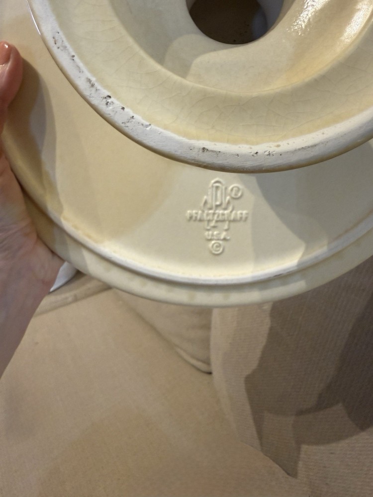 Pfaltzgraff Ceramic Cake Stand Beige Brown Floral Pattern Round 530