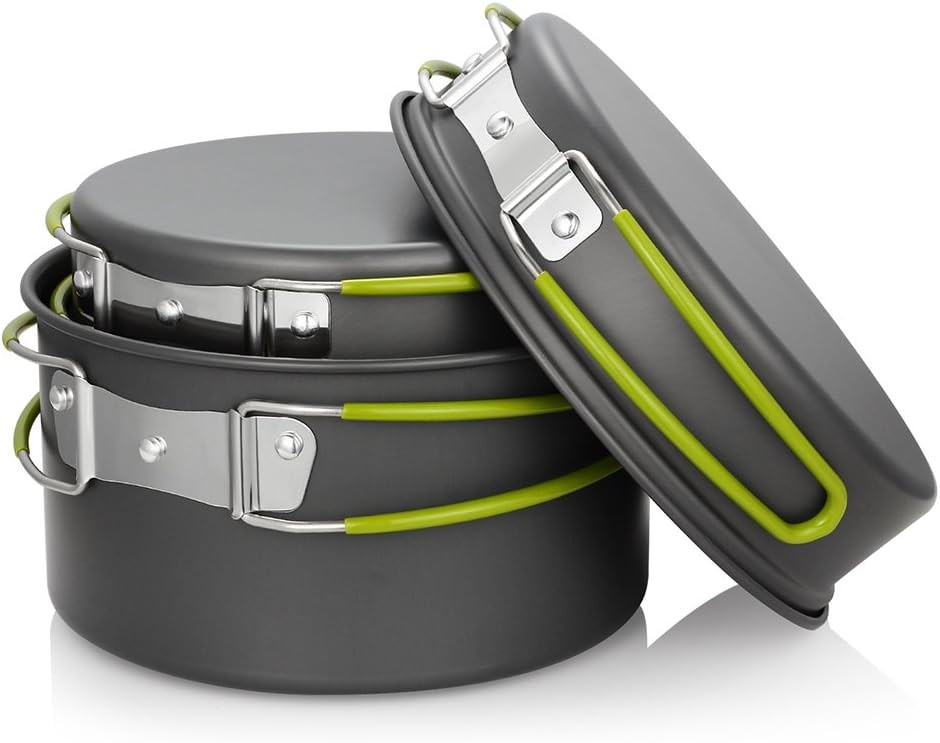“Gutsdoor Camping Cookware Set Non-Stick Lightweight Stackable Pots Pans Utens