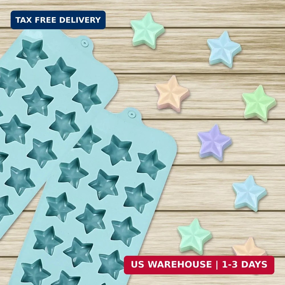 Star-Shaped Silicone Molds, 2-Pack, 15 Cavities Each, Blue