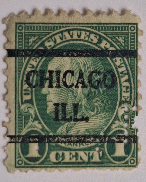 RARE Benjamin Franklin 1 Cent  Green Stamp Very Rare