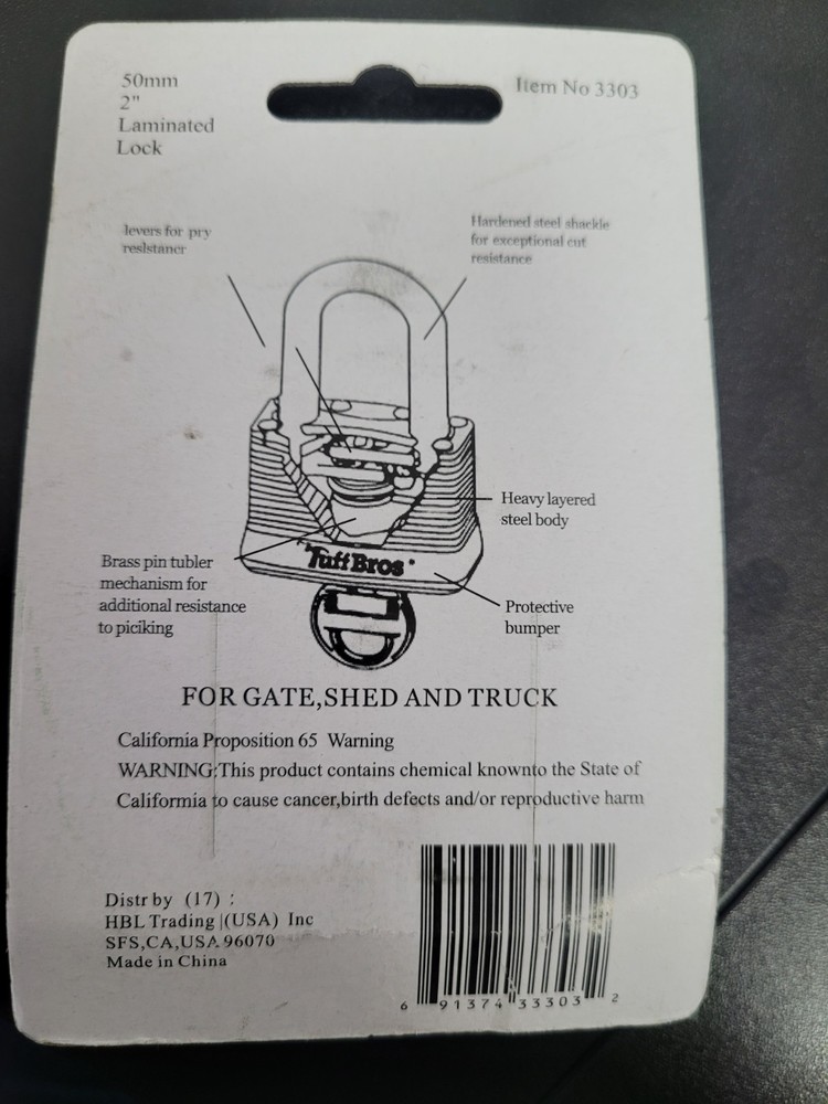 Tuff Bros Laminated Padlock, Short 50 mm