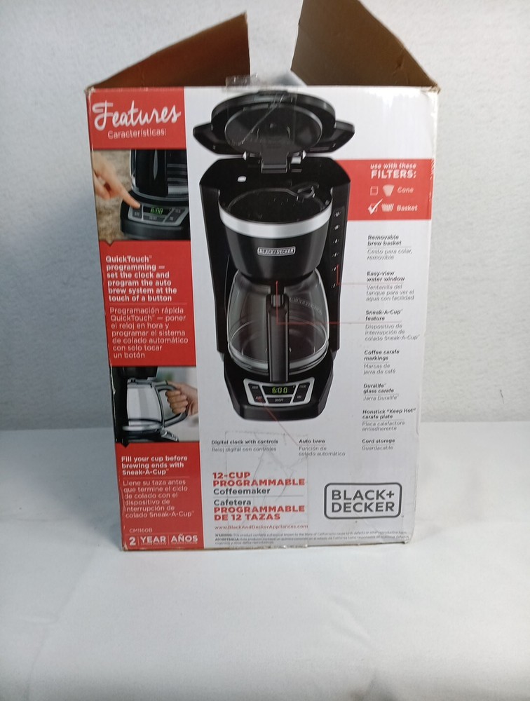 12 Cup Coffee Programable Coffeemaker BLACK+DECKER CM1160B Black Digital Control
