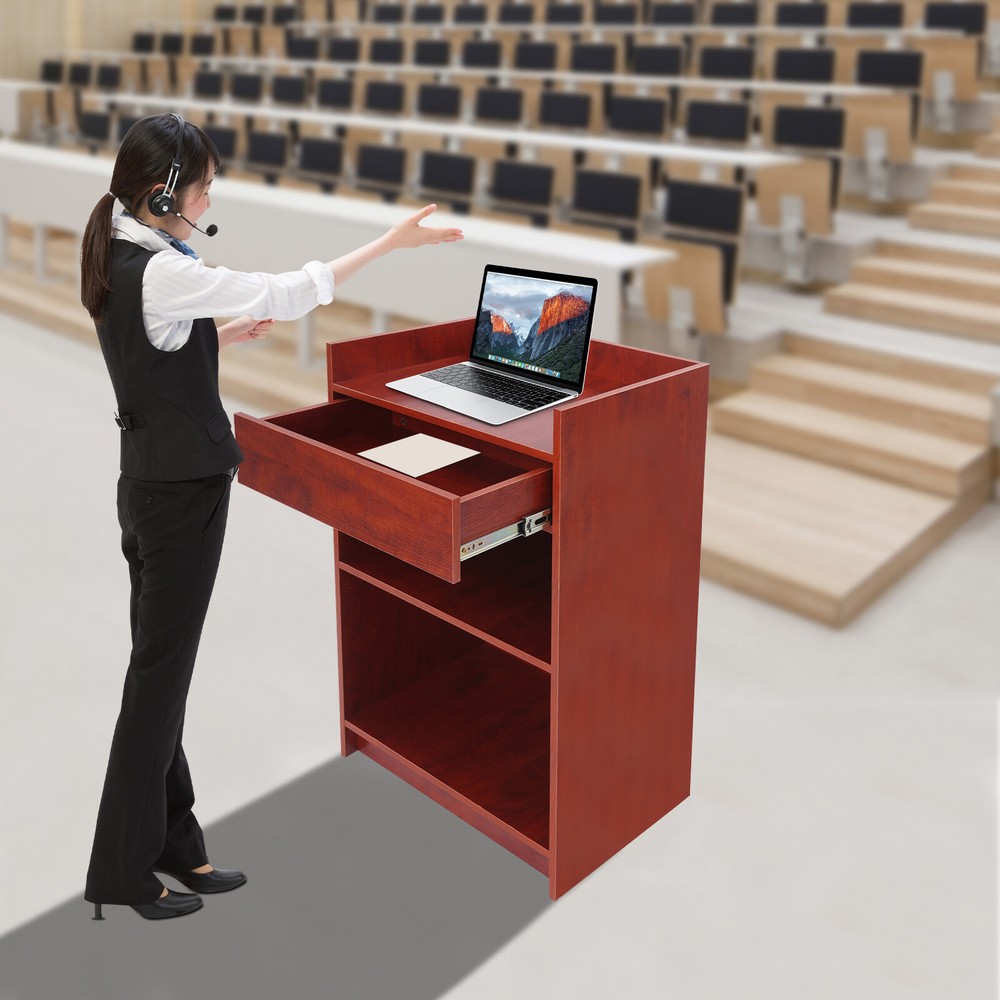 Elegant Maple Leaf Presentation Stand with Spacious Storage & Drawer