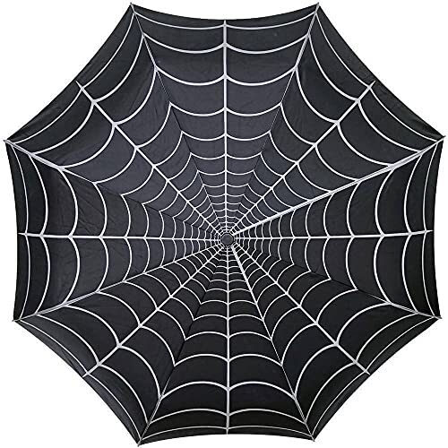 Kreepsville 666 Skull Handle Spiderweb Umbrella