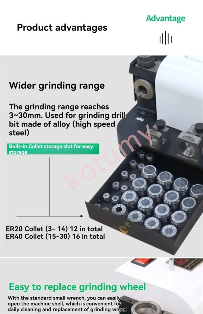Electric Drill Bit Sharpener Grinder GD430 Twist Drill Milling Cutter Sharpener