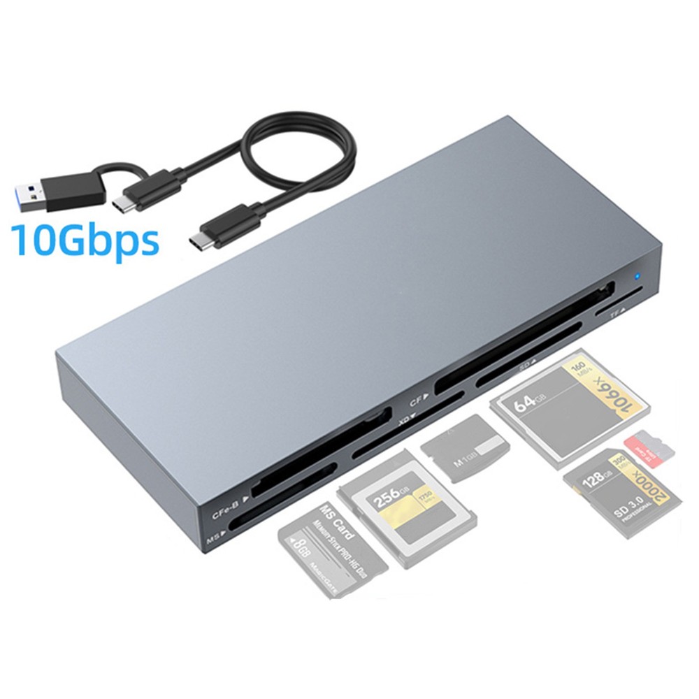 Multi Card Reader USB3.2 Gen2 10Gbps CFexpress Type B/CF/MS/XD/SD/TF Card Reader