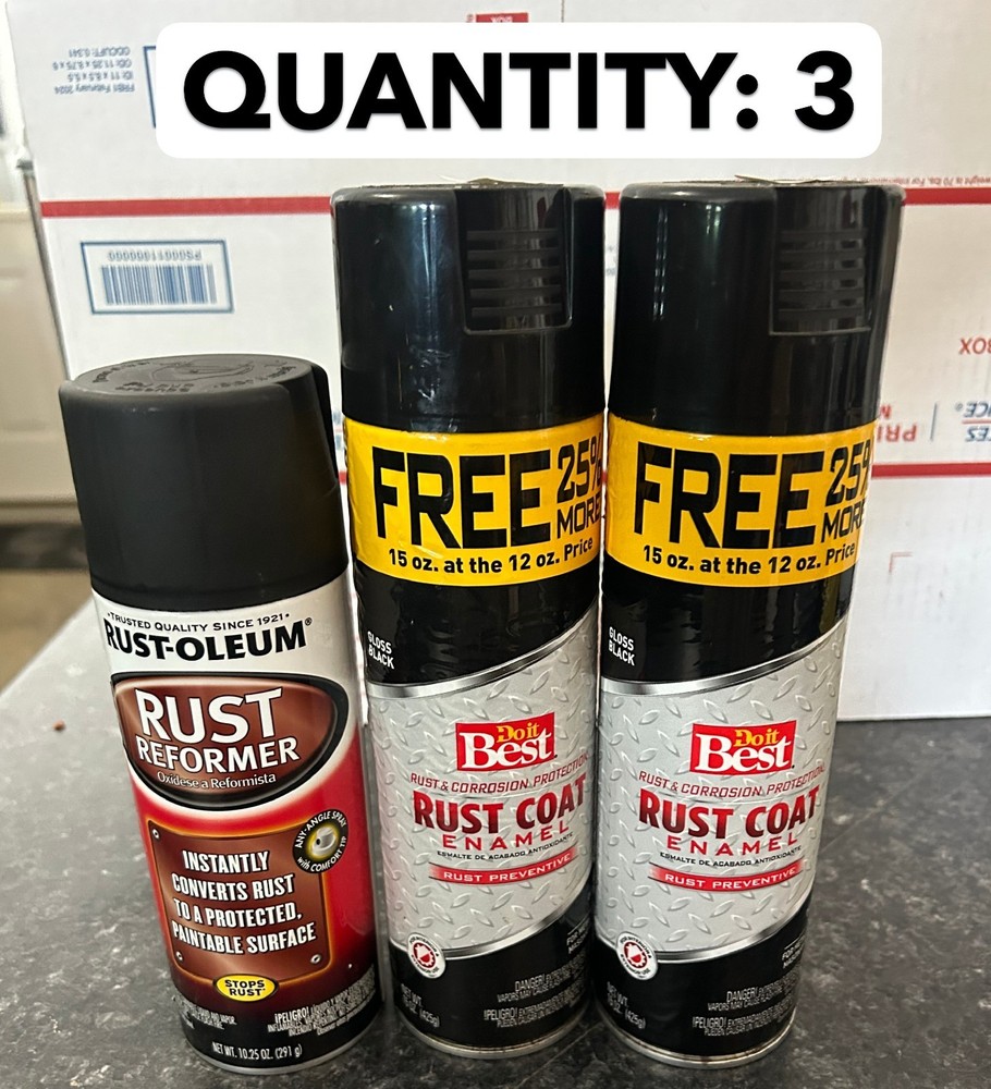 3-PACK Rustoleum DO IT BEST RUST COAT ENAMEL ANTI-RUST SPRAY PAINT 15oz Black