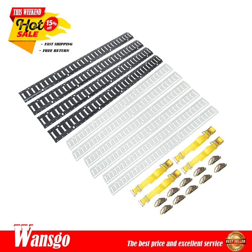 Replacement 24 Pack 5' E Track Tie Down Rail Kit Carbon Steel Silver Black