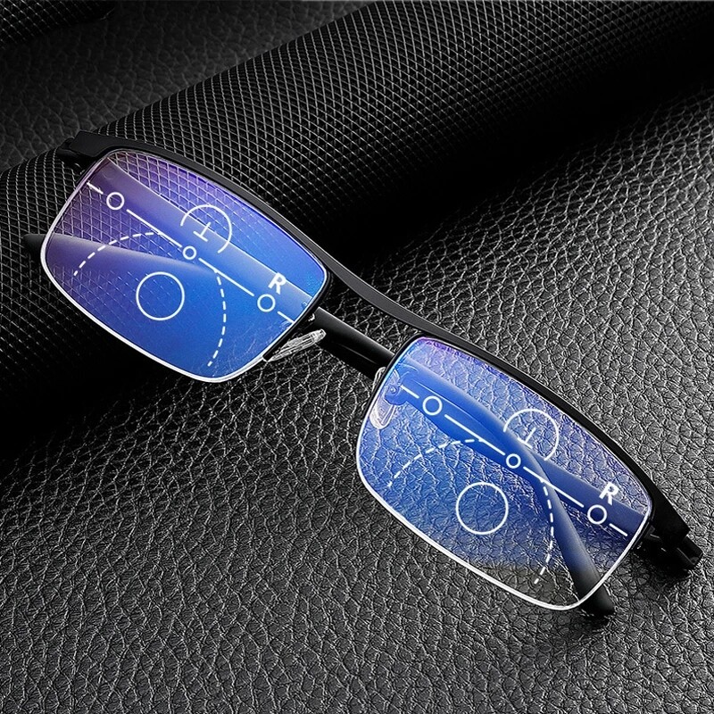 Anti-blue Light Reading Glasses Smart Zoom Progressive Multi-Focus Presbyopia
