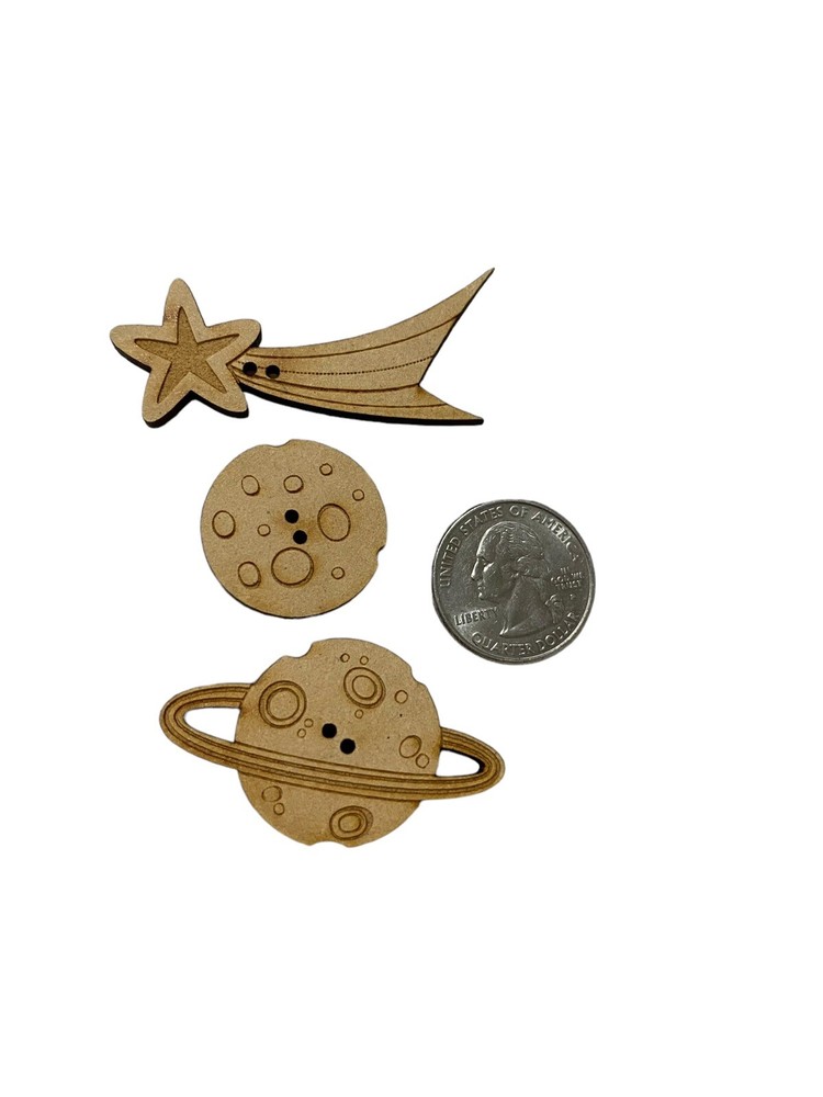 Star And Planet Buttons Brown