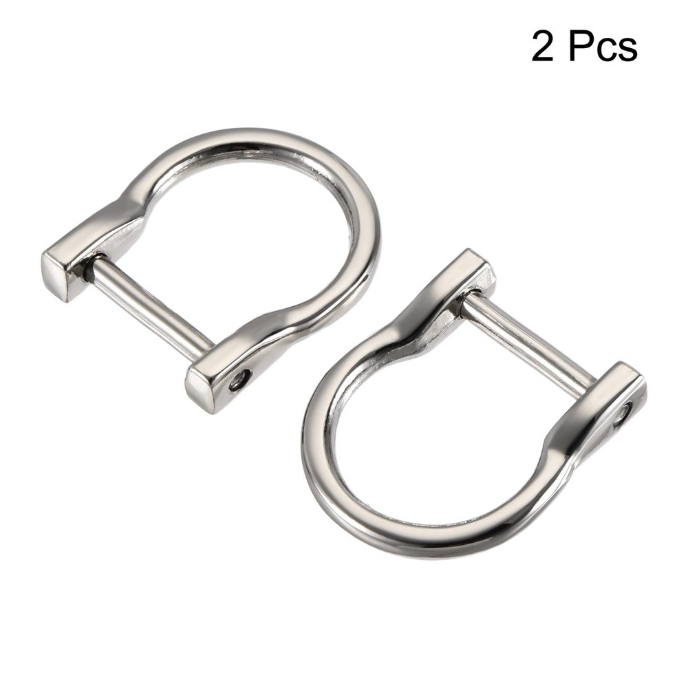 23mm (0.91") U Shape Horseshoe D Screw Buckle Silver 2pcs