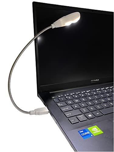 LED USB Reading Lamp Light with 2-Brightness Dimmable Setting, Flexible White