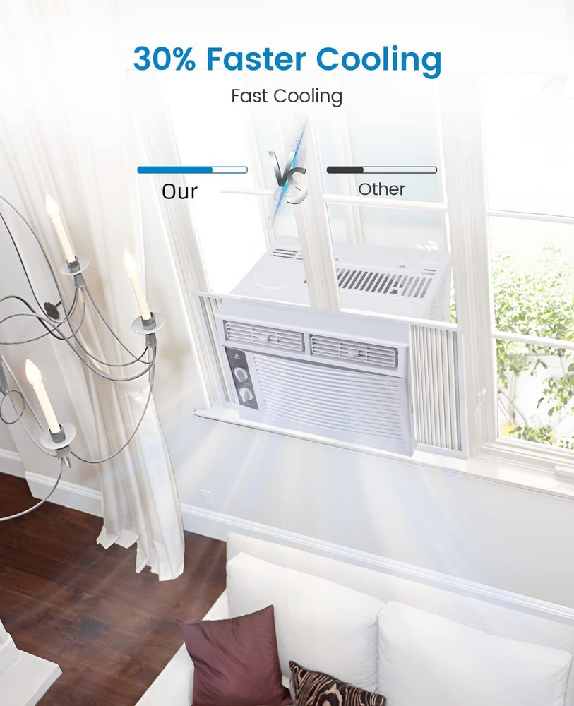 🔥Window Air Conditioners Mechanical Control Panel AC Unit W/Kit 5000 BTU Mounte