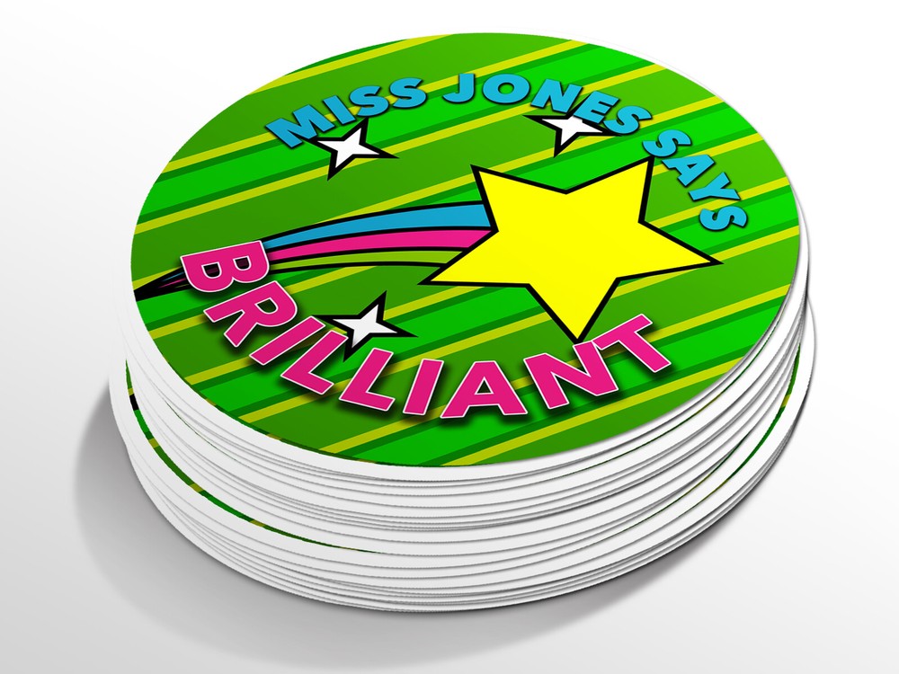Personalised teacher round sticker labels, custom stickers