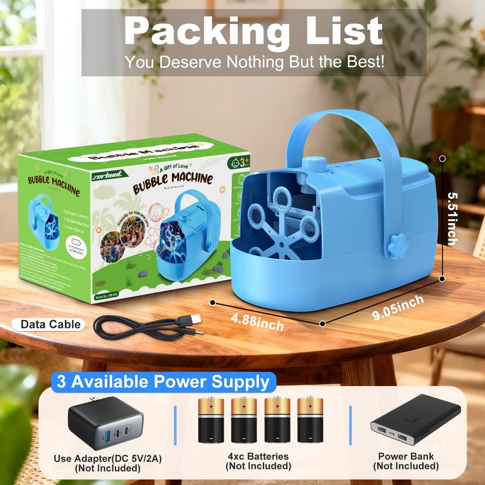 Bubble Machine Automatic Blower: Durable Maker 18000+ Big Blue