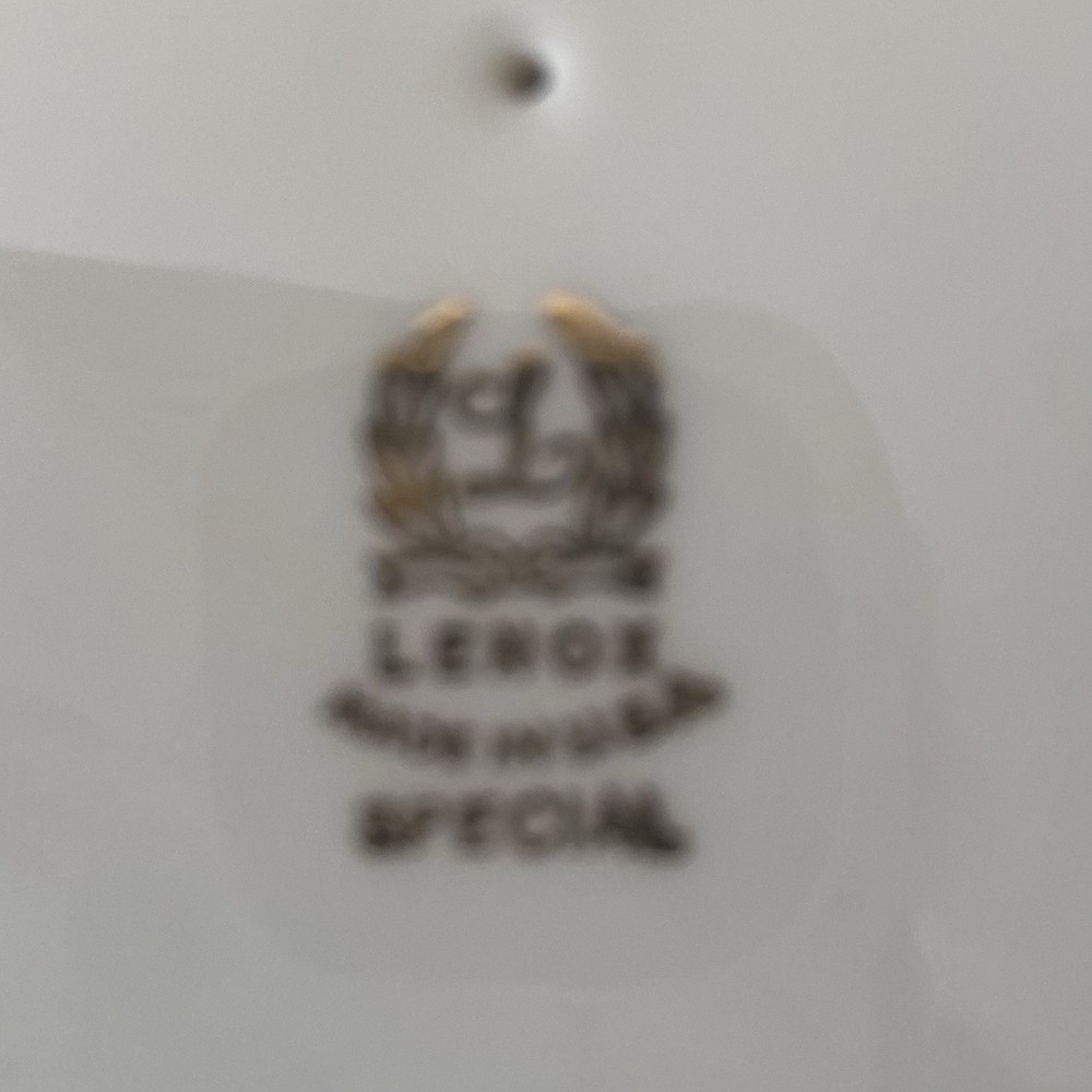 Lenox Special Cake Plate Stand Footed White Octagonal With Gold