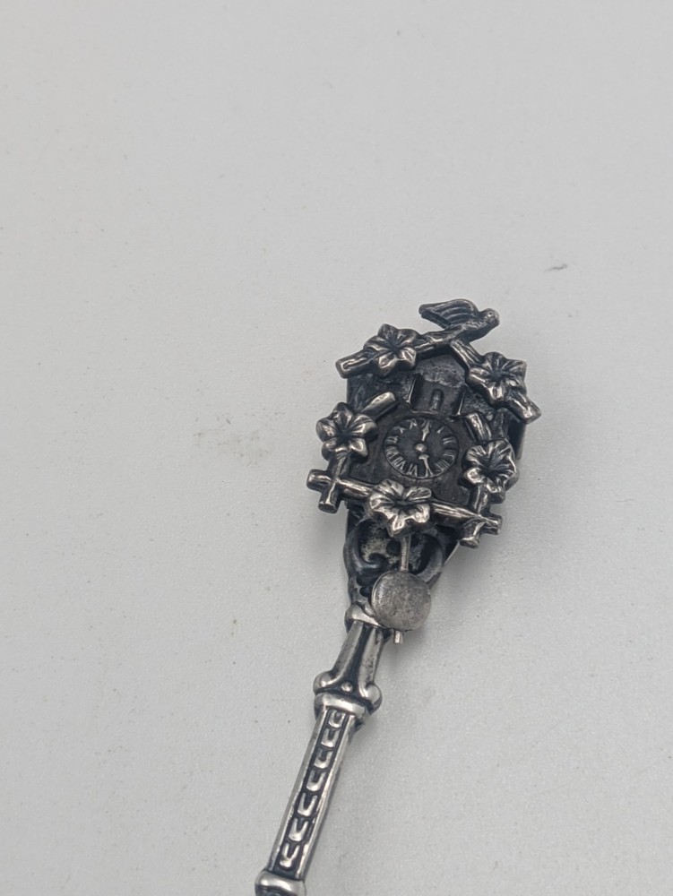Vintage Signed SF Silber 800 Cuckoo Clock Testing Sterling Silver Souvenir Spoon