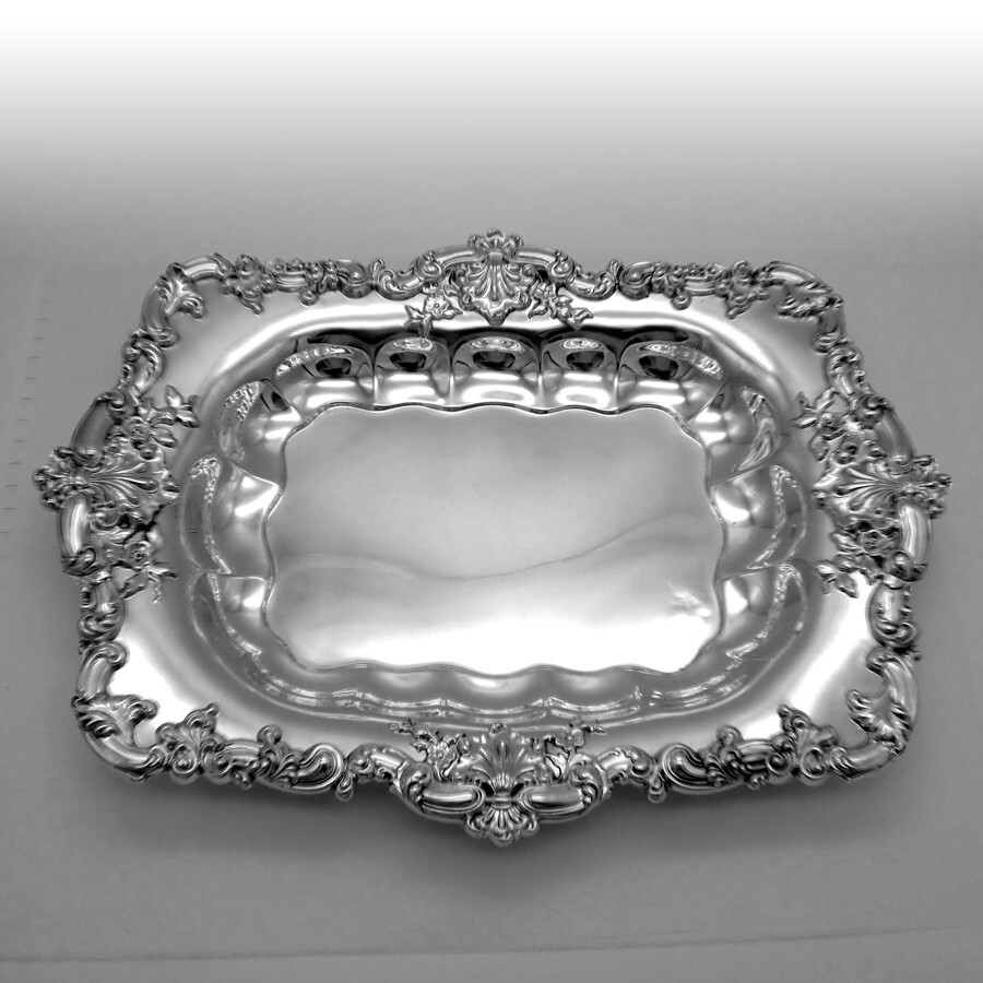 Ornate Rectangular Tray Bowl Black Starr Frost Sterling Silver No Mono