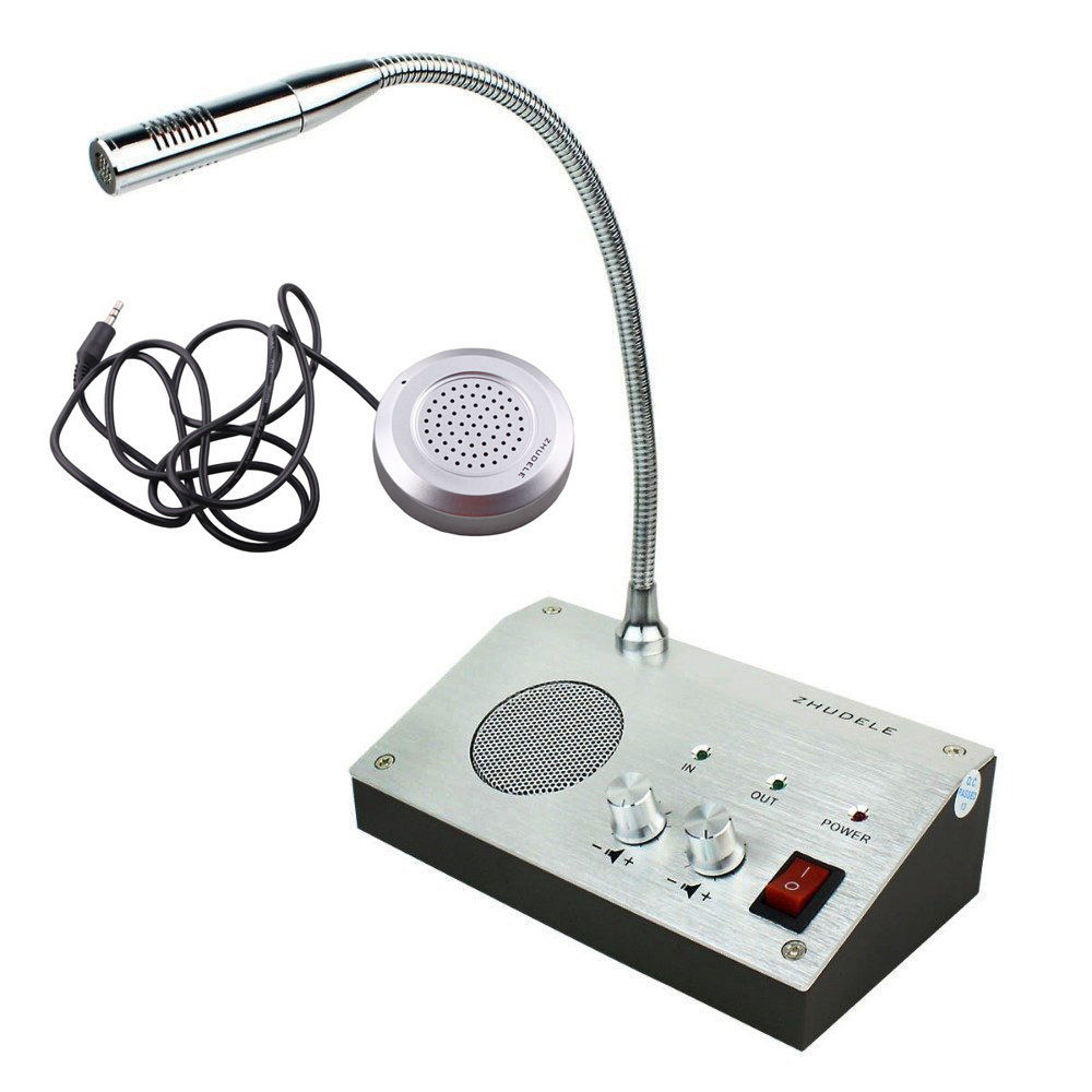Dual-Way Window Speaker Intercom Talk Through Window Counter Intercom Microphone