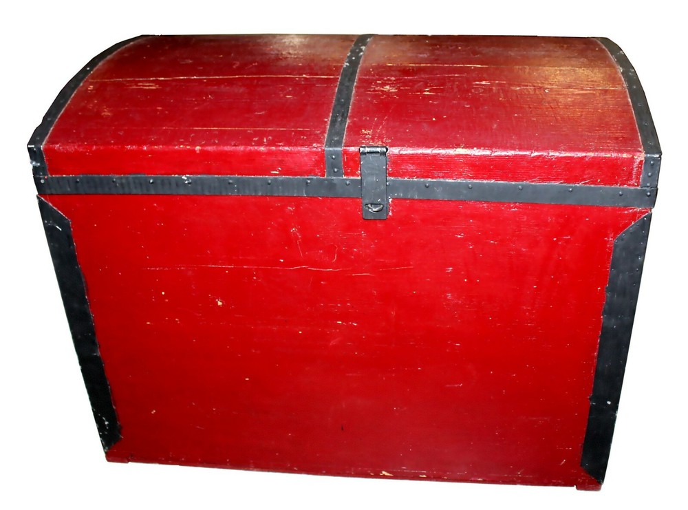 Vintage Handmade Cedar Red Storage Steamer Trunk Chest