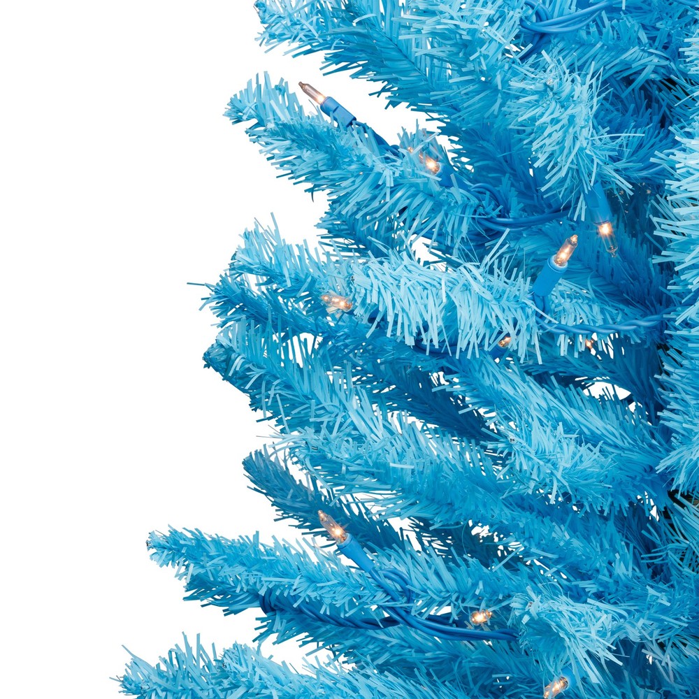 Pre-Lit Medium Artificial Pine Christmas Tree - 4' - Sky Blue - Clear Lights