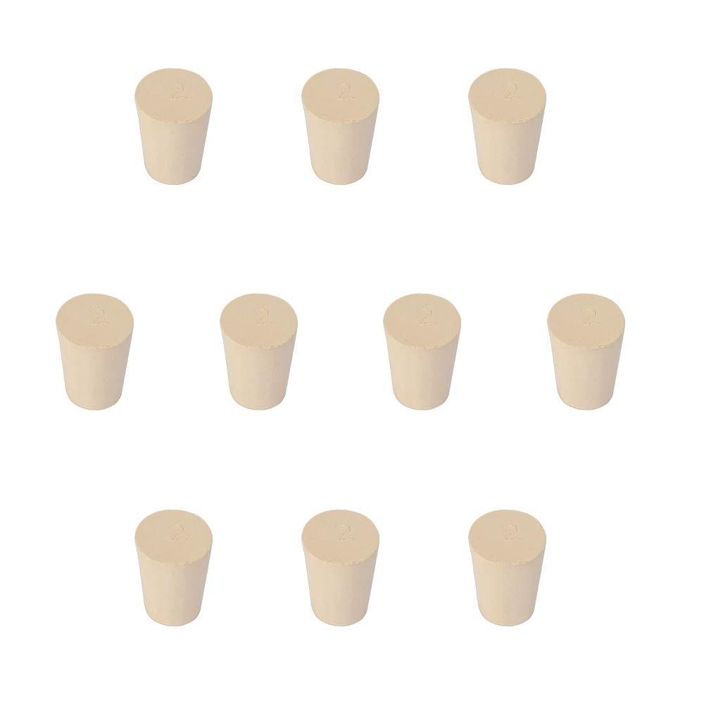 Solid Rubber Stoppers 10-Pack 2# White Tapered Lab Seal Rubber Stoppers