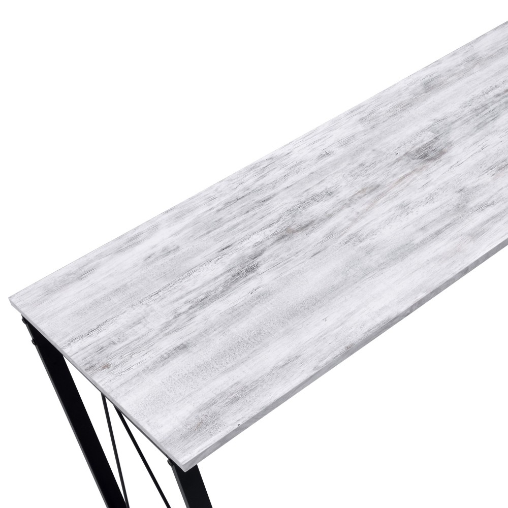 Minimalist Writing Table - Durable Metal Base - Particle Board Top - Compact