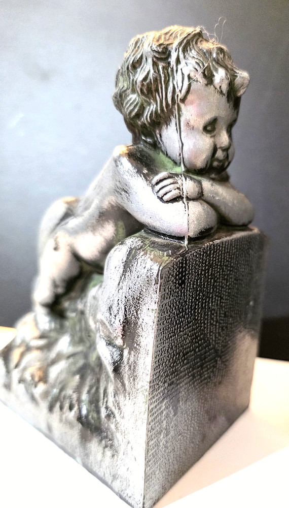 Gatco Cherub Bookends Solid Brass Silver Tone 6" Tall