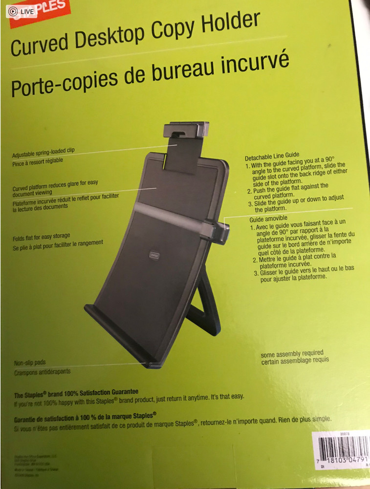 Staples Curved Desktop Copy Holder