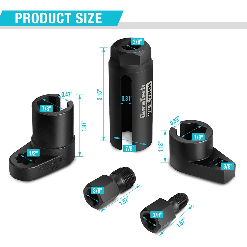 DURATECH 5PCS O2 Oxygen Sensor Socket Thread Chaser Oxygen Sensor Wrench Remover