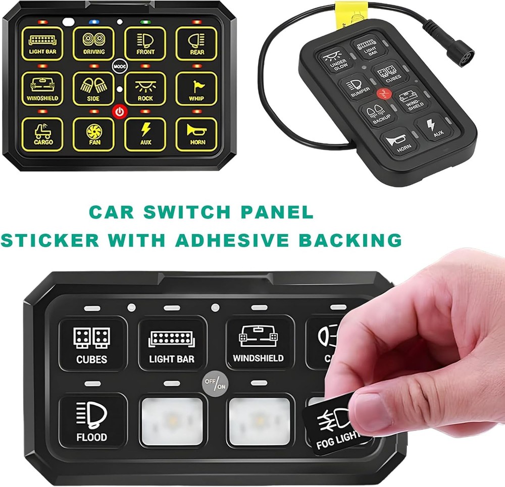 120PCS Car Switch Panel Sticker, Auto Console Switch Label Decal Kit Panel Butto
