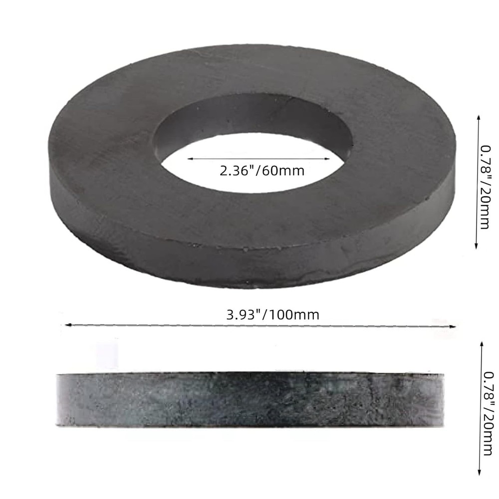 Heavy Duty Ceramic Ferrite Ring Magnet, 4-Inch Diameter for Science & Projects