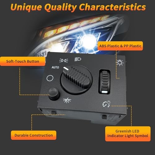 Headlight Dimmer Switch with Green LED Compatible for 2003-2007 Chevy