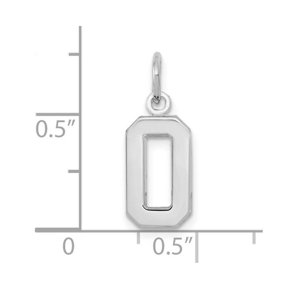 14K White Gold Small Polished Number 0 Charm