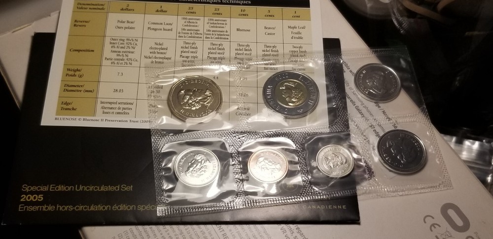 2005 P Mint Proof Like Set Canada Coins Set.