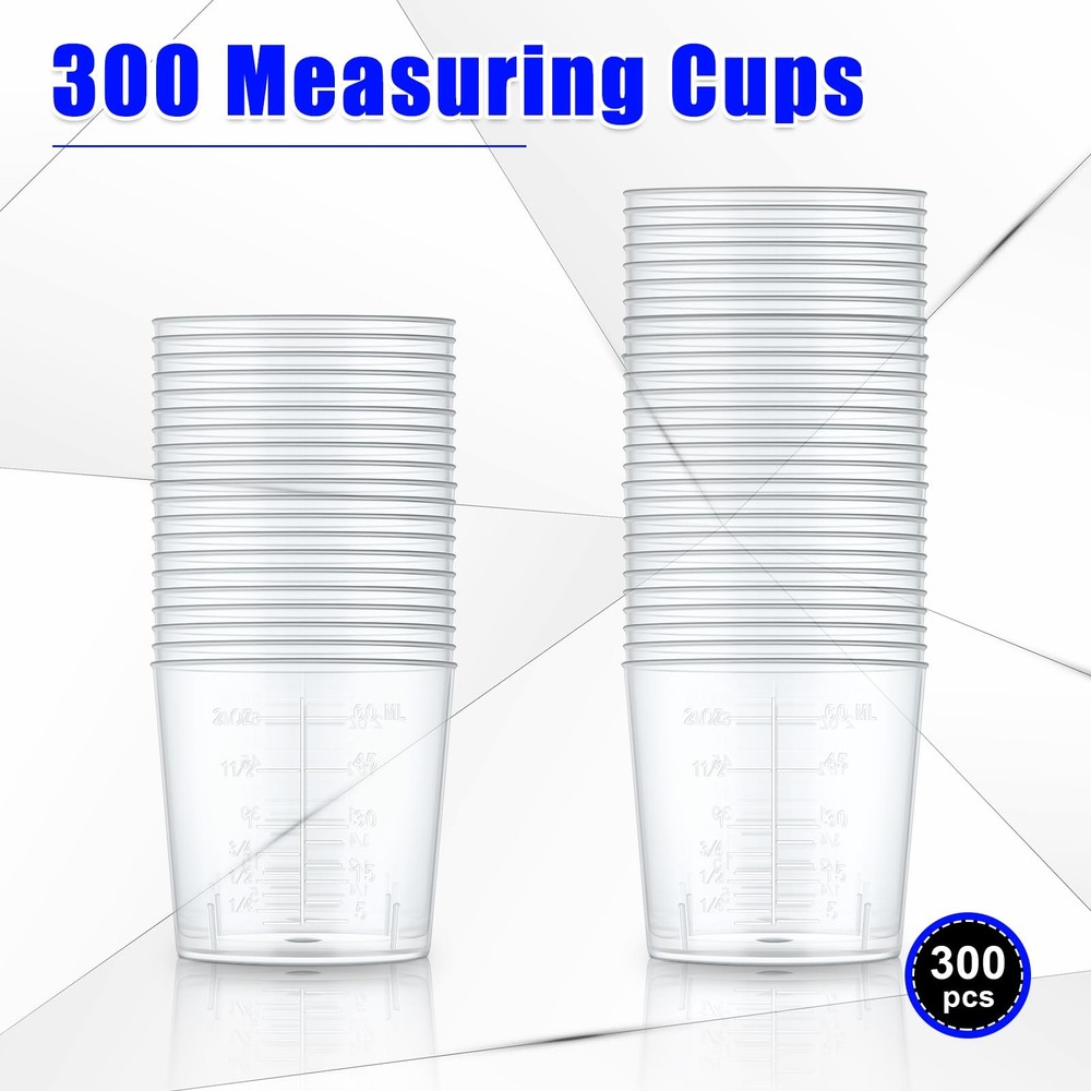 300 Pack 2oz/ 60 ml Plastic Mixing Cups Disposable Measuring Cups, Epoxy Bulk...