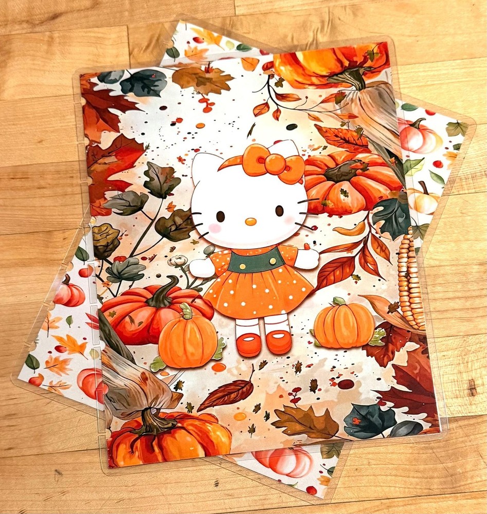 Fall Kitty Cat Hello Cover Set for use with Classic Happy Planner~