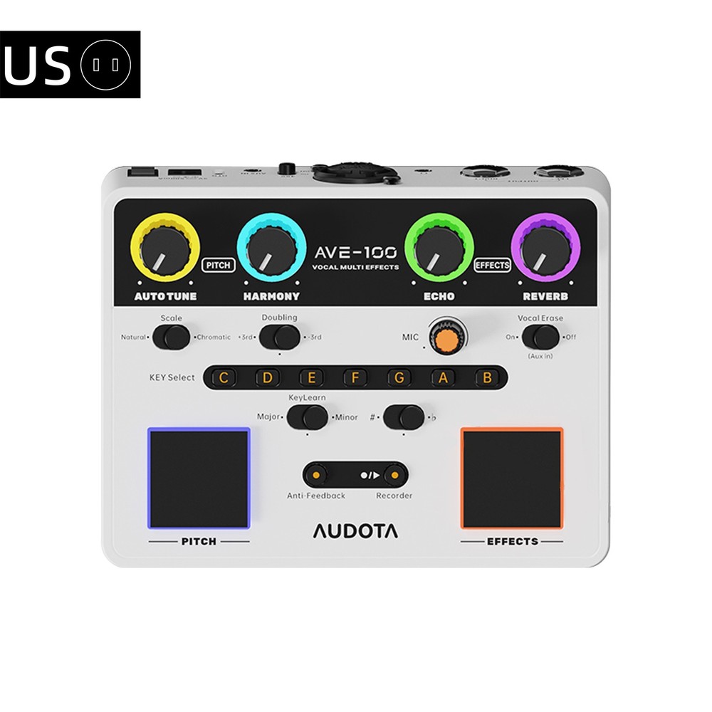 AUDOTA  Multi-Effect Vocal Processor Three Harmony Modes OTG Audio Interface