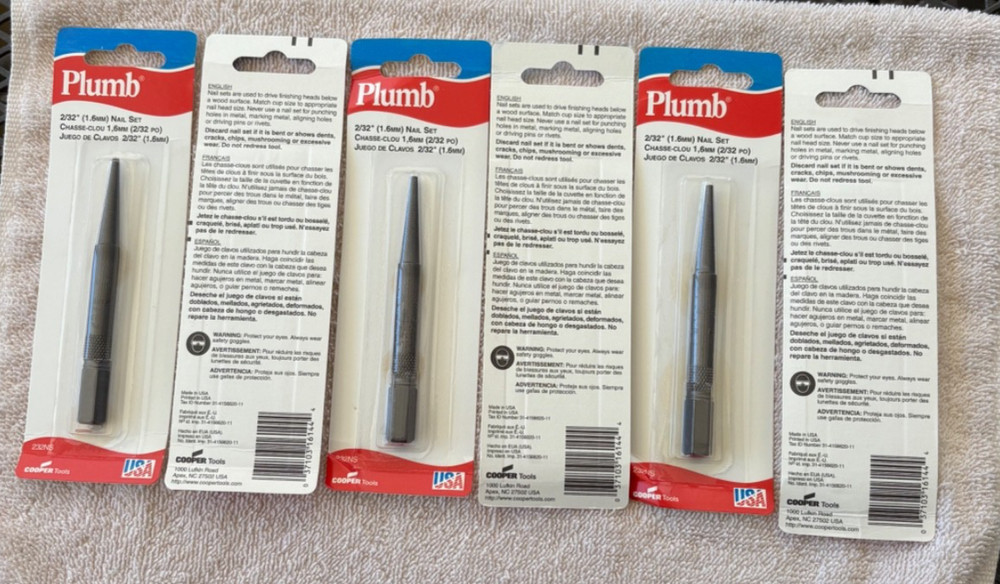 3 PIECES Plumb Nail Punch Set