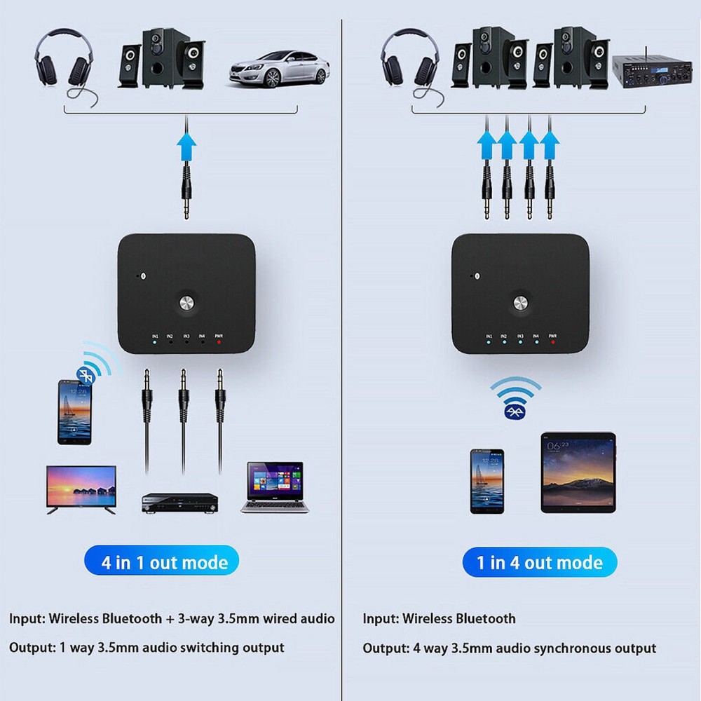 3.5mm Audio Adapter Switcher Laptop Remote Control Bluetooth Receiver Switch Box