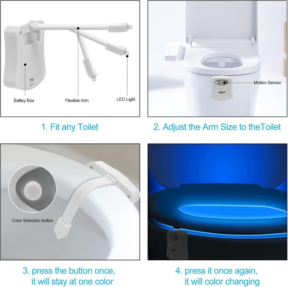 Automatic Motion Sensor Toilet Night Light, Modern Elegant Design With Relaxing