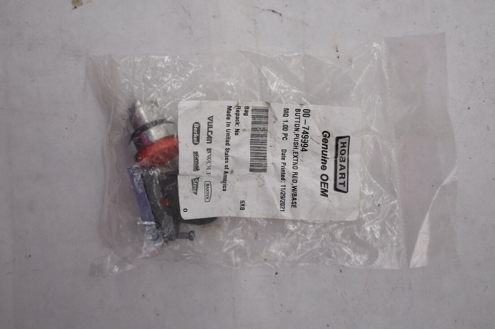 Hobart Genuine OEM 00-749994 Switch Red Push Button With Base Replacement Part